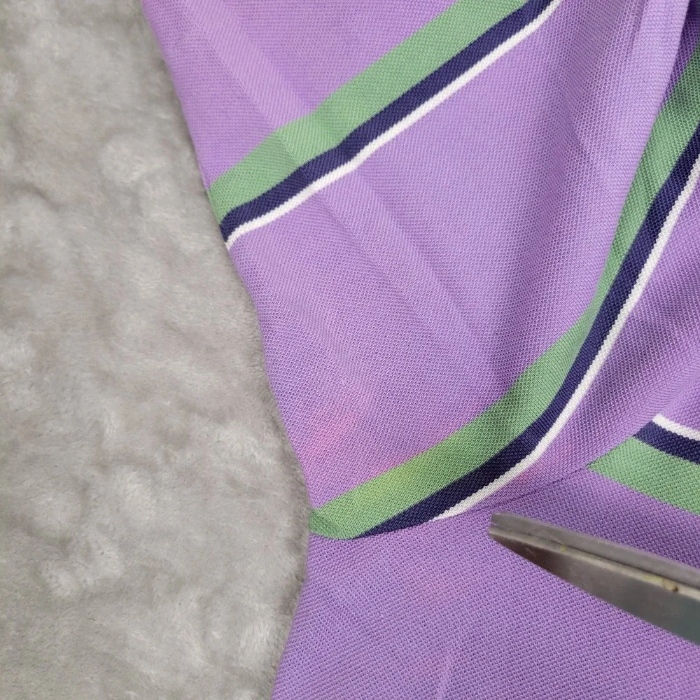 Polo Golf Ralph Lauren Large Purple Green Striped Short Sleeve Polo Shirt Casual